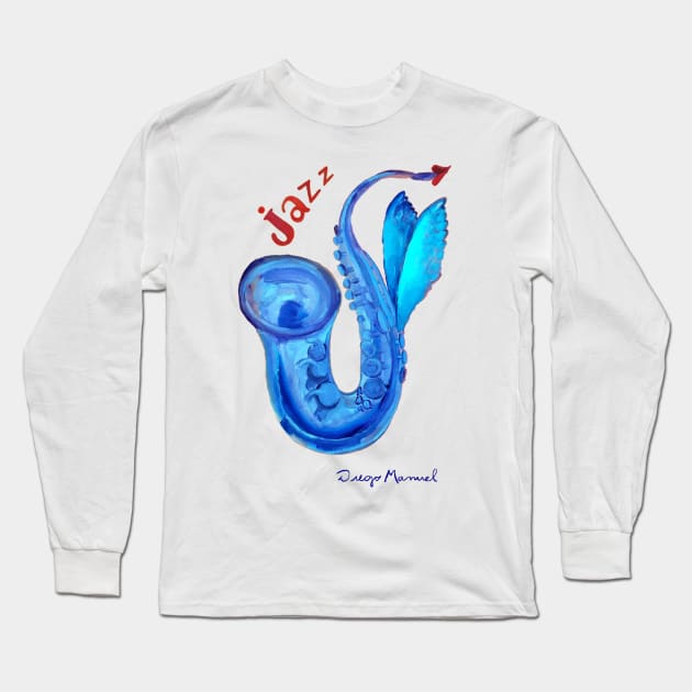 Pigeon winged sax Long Sleeve T-Shirt by diegomanuel